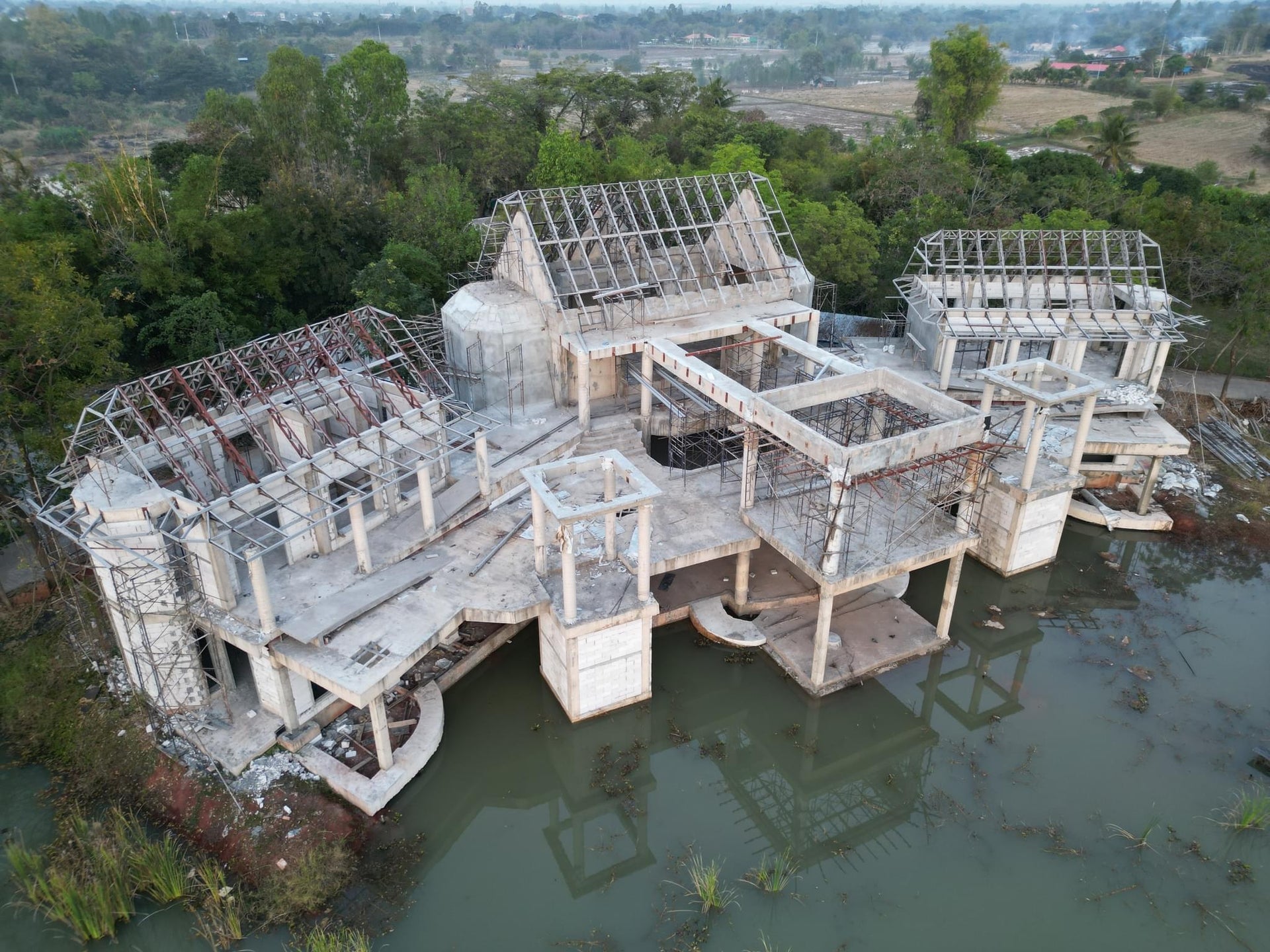 Abandoned Lake Side Mansion Construction