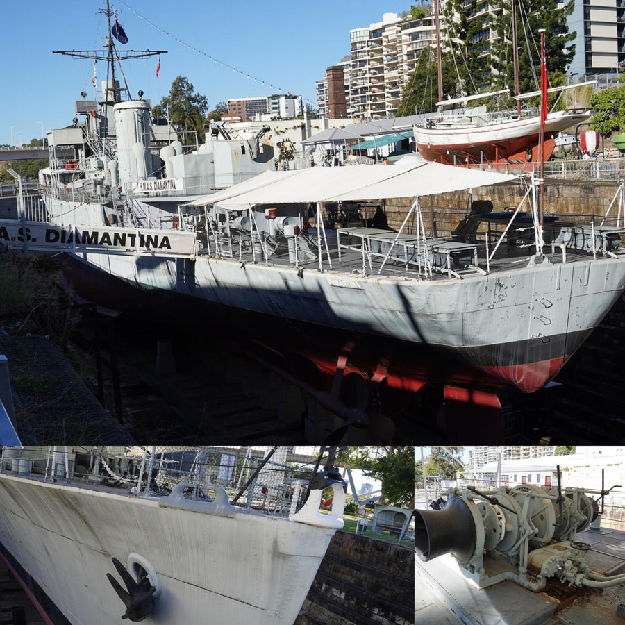 WWII Navy Frigate in Dry Dock