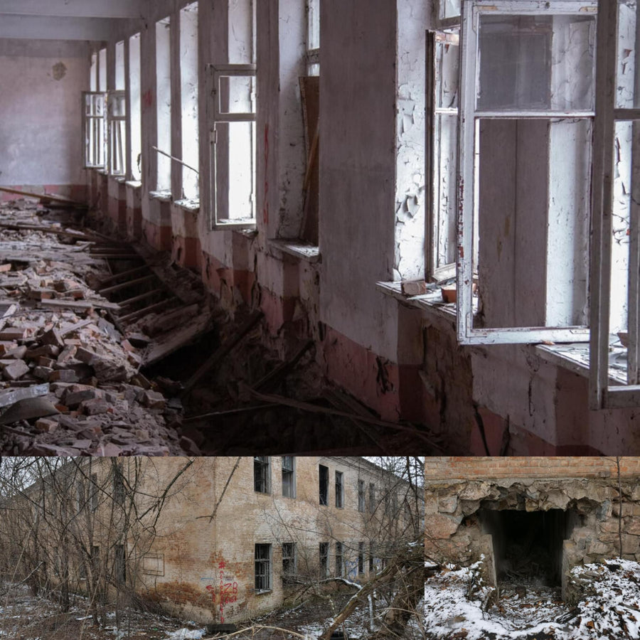 Soviet Abandoned Brick Buildings in Winter