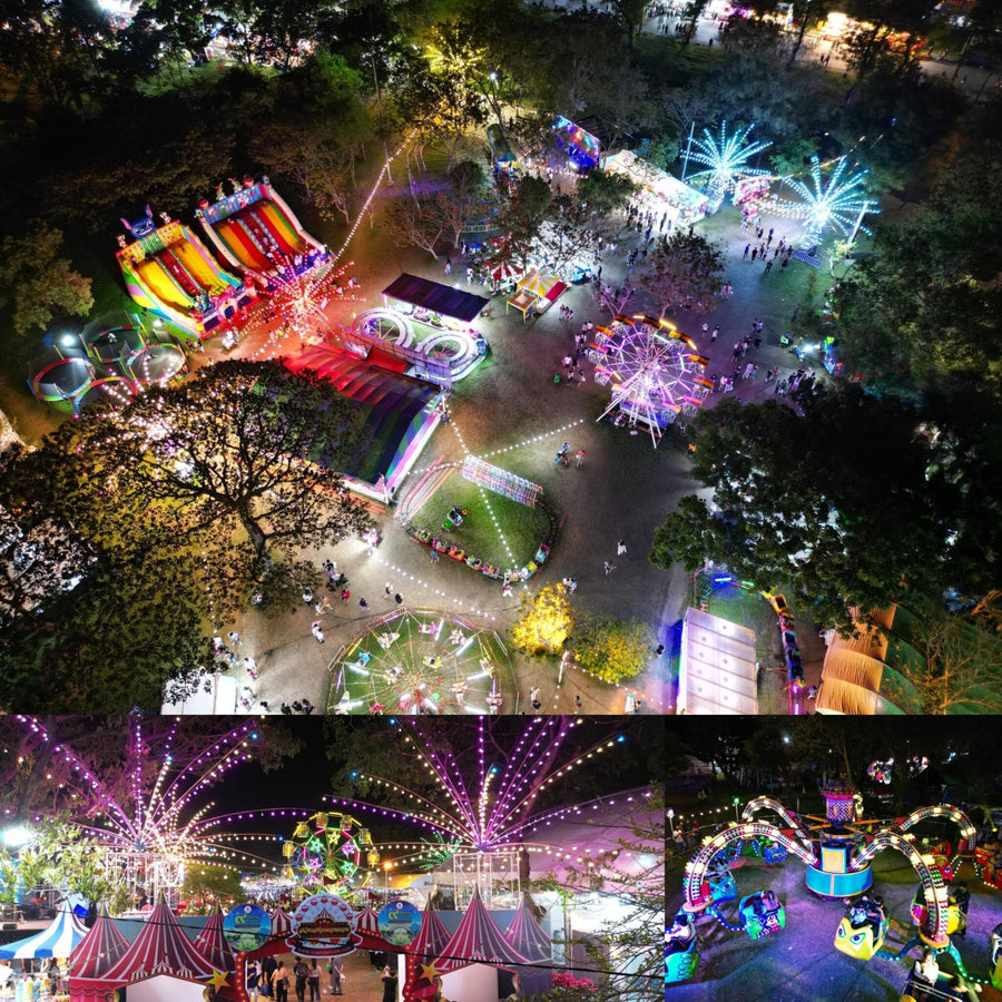 Small Asian Amusement Park at Night