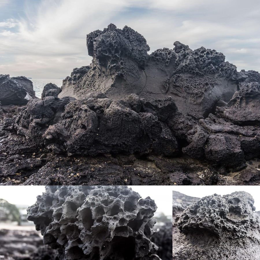 Black Lava Porous Rocks