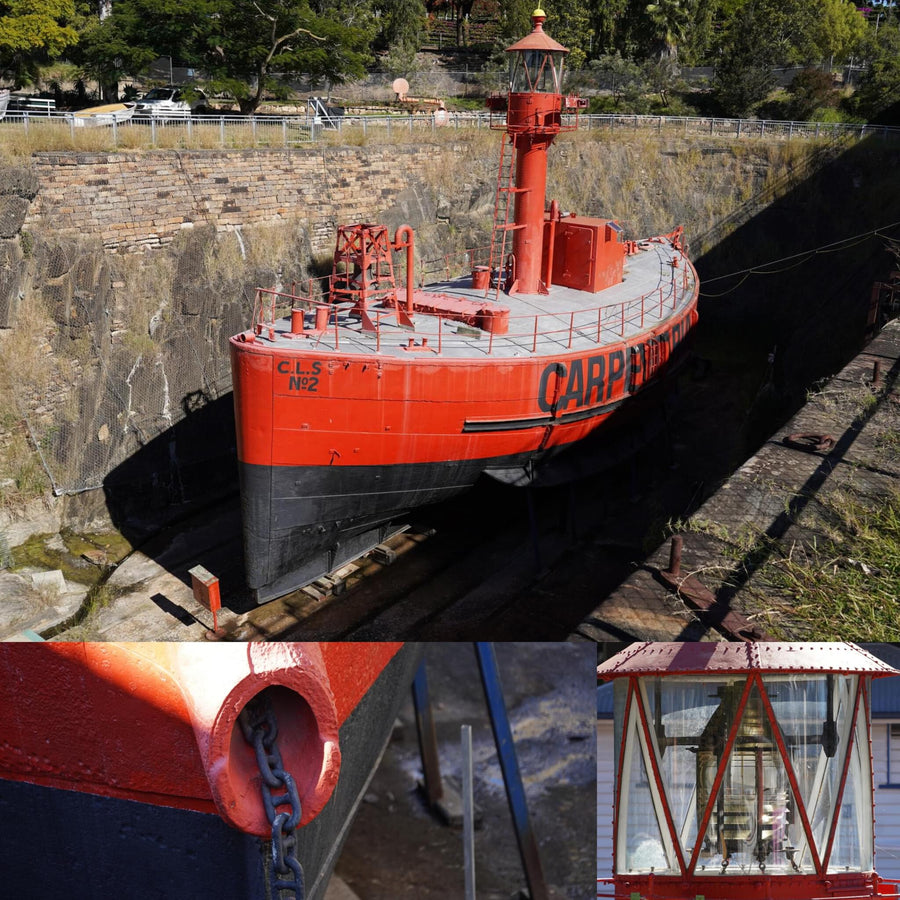 Floating Lighthouse Beacon in Dry Dock