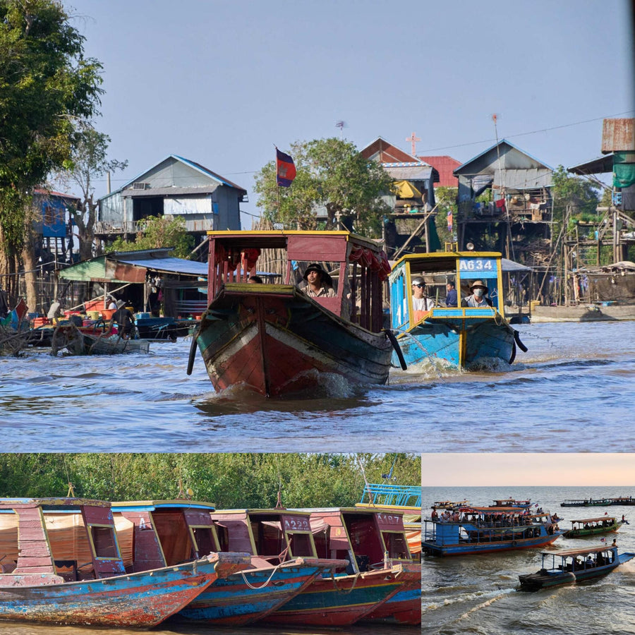 Cambodian Wooden Passenger River Boats