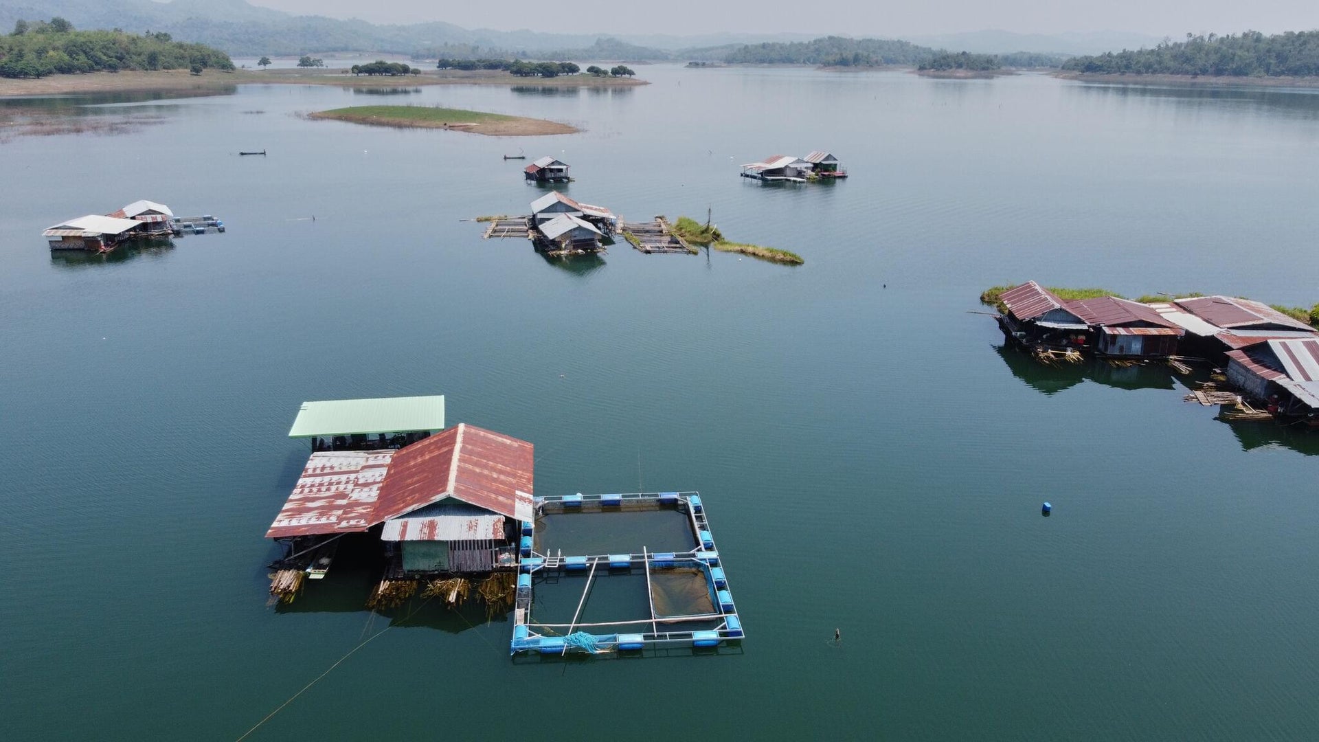 Floating Fishing Lake Village Aerial