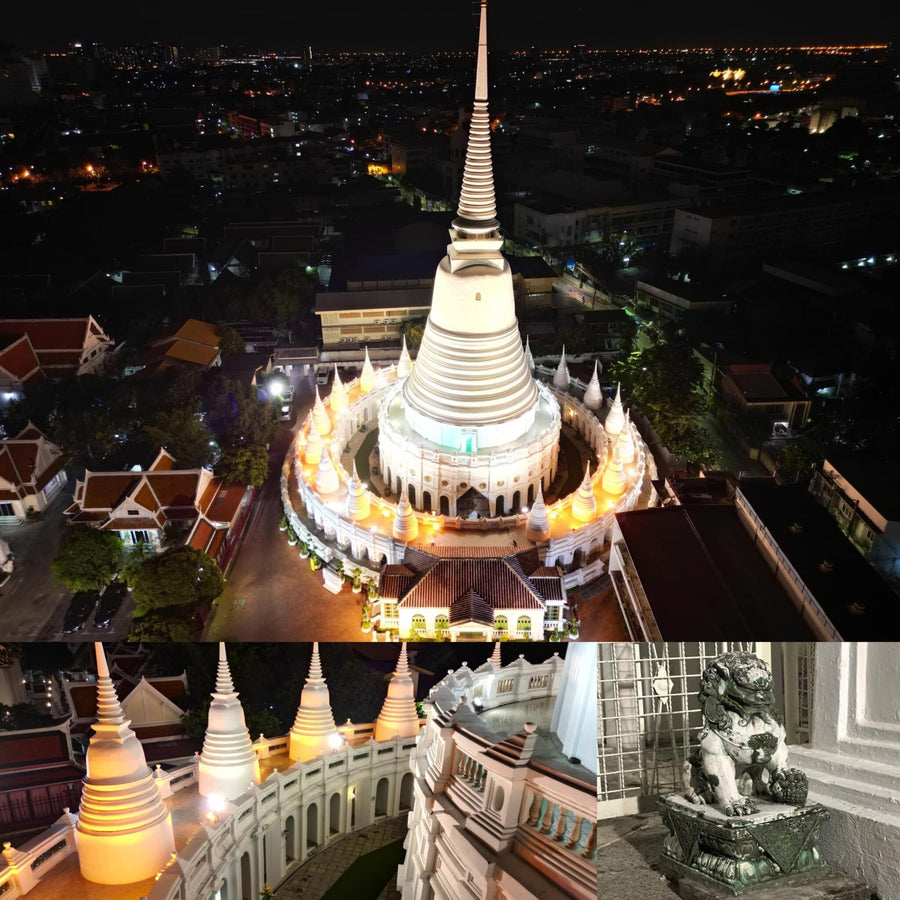 White Buddha Stupa at Night