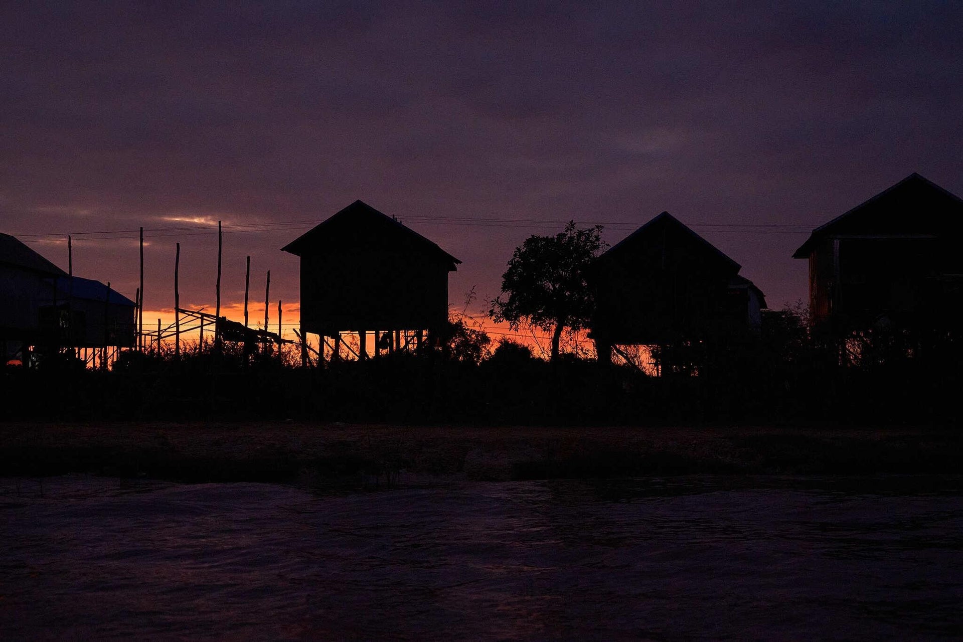 Cambodian Stilted Fisherman Village Night