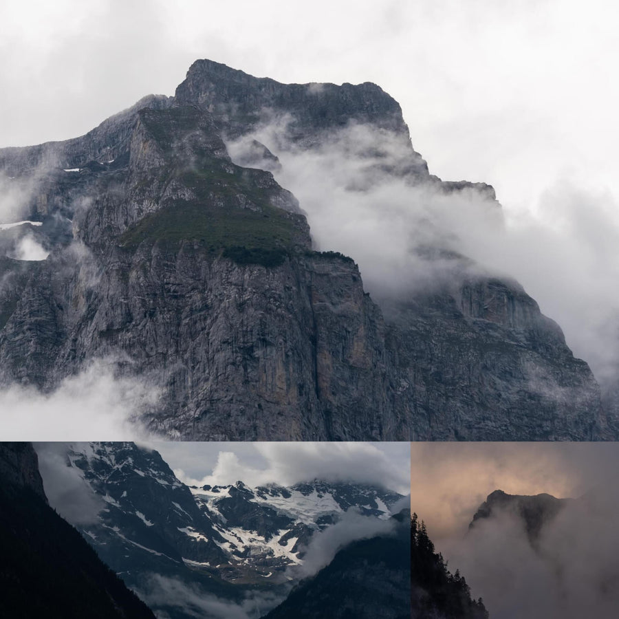 Cloudy Swiss Mountains Cliffs and Glaciers