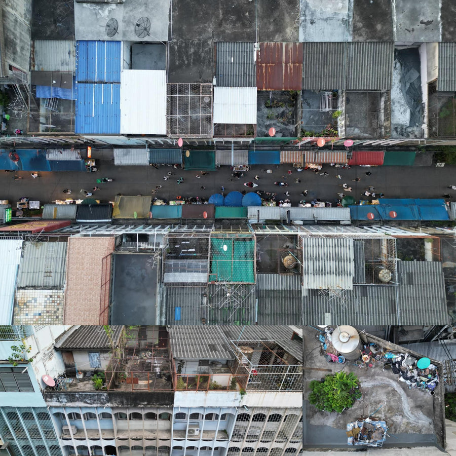 Bangkok Old Market Street Drone View